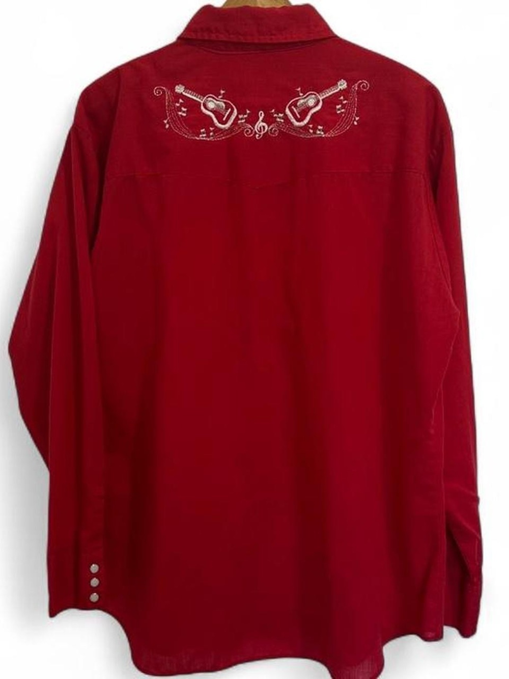 Vintage Red Long Sleeve Snap Button Down Shirt with Western Embroidery - Size XL - Picture 4 of 10